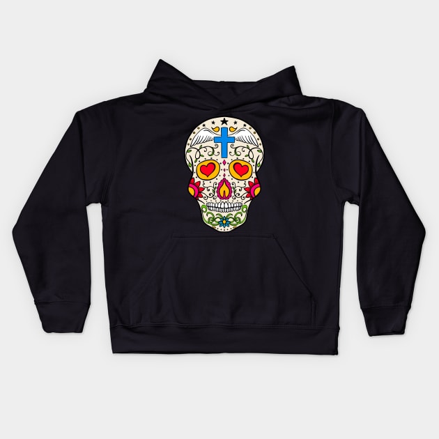 Dia de los Muertos - Sugar Skull Kids Hoodie by Hispaniola-Fineart